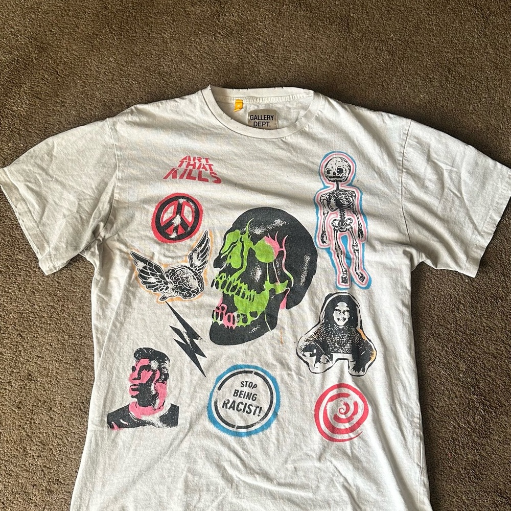 Gallery Dept White Tee with Colorful Graphics